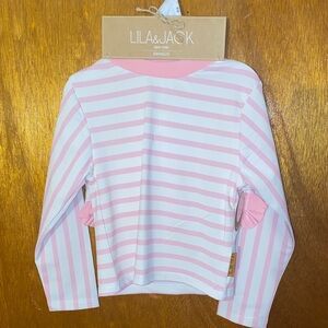 Lila & Jack Pink Striped Kids Swim Outfit